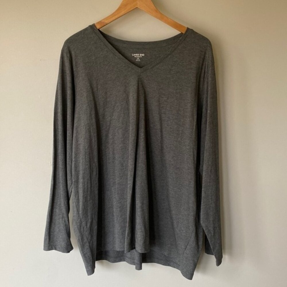 Lands' End relaxed fit grey 100% cotton long sleeve top Size 2XL